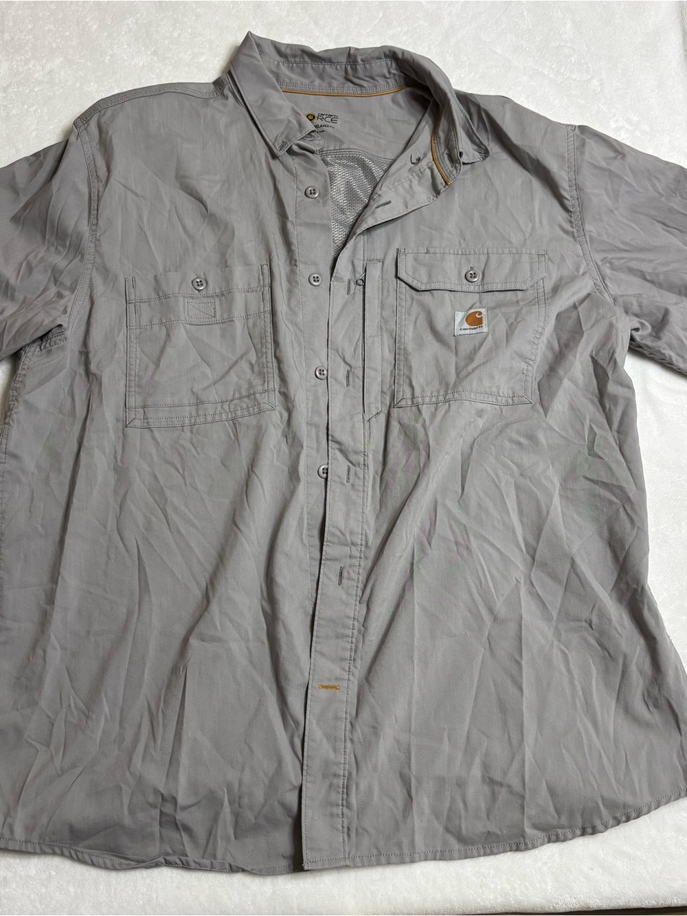 Carhartt Men's Short Sleeve Utility Button-Up Shirt in Light Gray